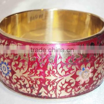 2015 Fashion Wholesale Metal Bangle Red Background with 2 tone Flower Color 13418