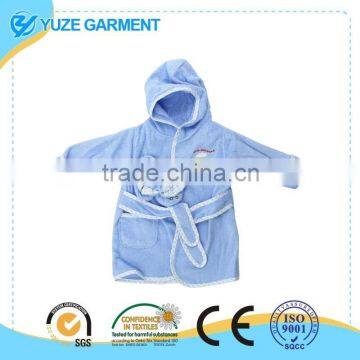 100% Cotton Hooded Terry Bathrobe with Blue Train