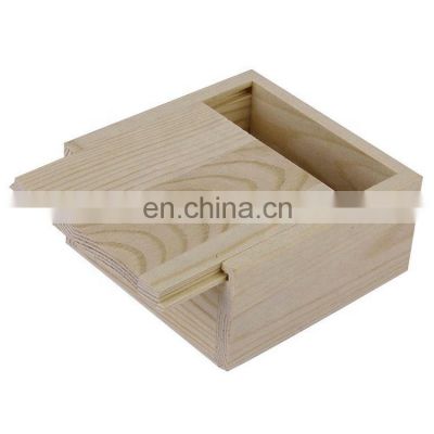 8.4 x 8.4 x 4.1cm custom small wooden gift box craft storage box with sliding lid