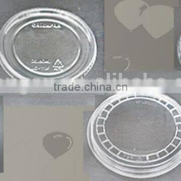 Clear and transparent good quality plastic flat and dome lid for cups matching, with or without cross hole for straw cutting