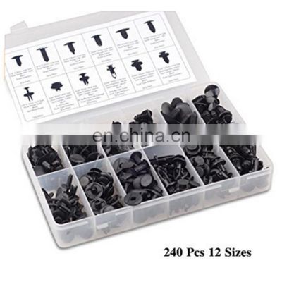 Box Packing 12 models 240pcs Auto Car Hole Plastic Rivets Fastener Kit Fender Bumper Push Pin Trim Clips