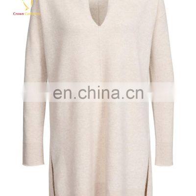 Opening Long Cashmere V Neck Knitwear Womens Sweater photo-4