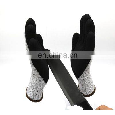 Anti Cut Level 5 HPPE Nitrile Sandy Anti Cut Gloves