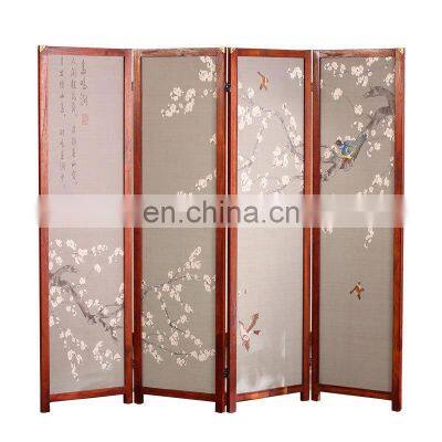 4 Panel wood room divider screen