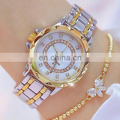 BS Brand Crystal Stainless Steel Women Diamonds wristwatches Lady Watch