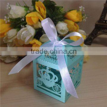 Hot New Product Wedding Favor Laser Cut Box Candy with Satin Ribbons                        
                                                Quality Choice