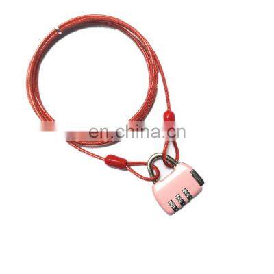 Colorful Zinc alloy 3 digit code luggage combination wire lock security steel cable lock