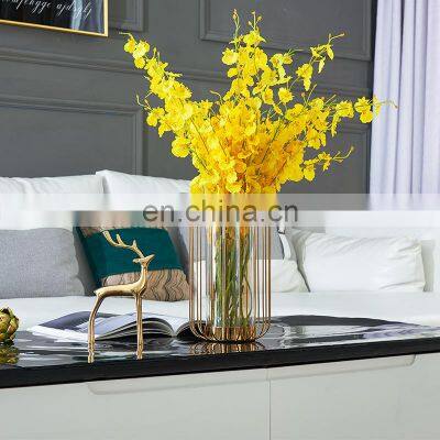 Popular Design Home Decor Luxury Nordic Porcelain Gold Flower Ceramic Decoration Small Marble Vase For Table photo-2