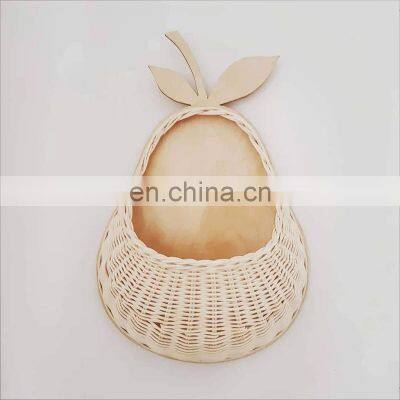 Pear shaped Rattan Wall Basket Handwoven Fruit storage