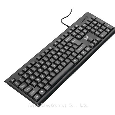 Popular OEM LOGO ABS Material Slim Simple Office Mute Button 104 Keys Multimedia Wired Standard Keyboard for PC Laptop