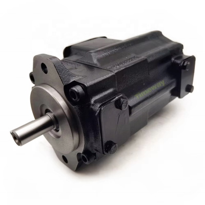 T6CC Industrial Hydraulic Vane Oil Pump T6CC-010003-1R00C100 Fixed Displacement Double Vane Pump with Keyed Shaft T6 Rotation:CW