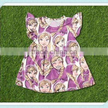 Latest Style Frozen Elsa Print Girls Summer Dresses Flutter Sleeve Dress for Baby Girl Childrens Boutique Clothing Dress photo-3