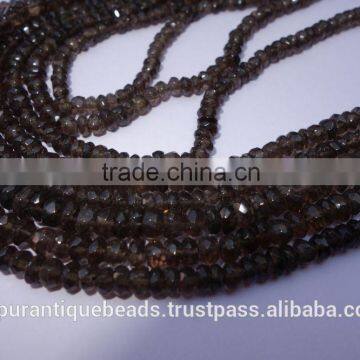 smokyquartz faceted rondelle beads