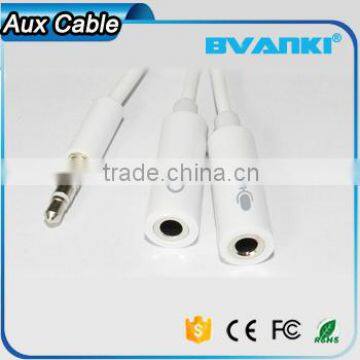 2016 Online Shopping Custom Aux Cable Wholesale for Iphone 3.5mm Y Splitter Audio Cable 1 Male to 2 Female Audio Cable Supplier's Choice photo-2