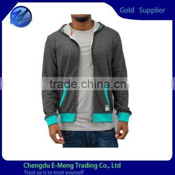 Casual Style Contrast Color Split Joint Mens Zipper Up Hoodie Plain Hoody