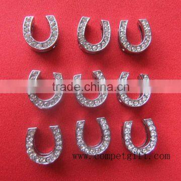 10mm slide horseshoe charm,the metal horseshoe,diamond horseshoe charm