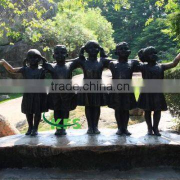 Bronze little boys and girls garden statue