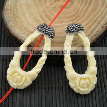 LFD-0021B Newest White Shell Flowers Pave Rhinestone Crystal Connectors Beads For Making Necklace