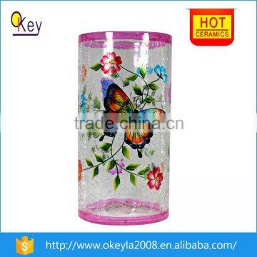 Wholesale Cheap Tall Glass led Vases festival decoration With Butterfly Painting