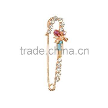 Butterfly Rhinestone Safety Pin Brooch