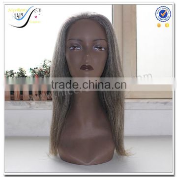 Wholesale 100% virgin human hair natural color no dyed yaki grey hair full lace wig