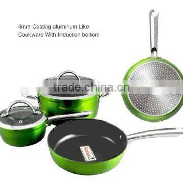 5Pcs High Temperature Painting 4mm casting aluminum like Cookware with Induction Bottom