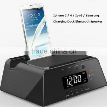 Clock alarm FM Radio Mini Dock Bluetooth speaker for iPhone Samsung Nokia iPad