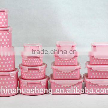 PP Food Grade Food Container Set BPA Free Pink Polka Dot Storage Container Lunch Box Round Square Rectangle photo-4