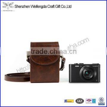 2016 Factory Vertical Protective Dark Brown Leather Camera Case