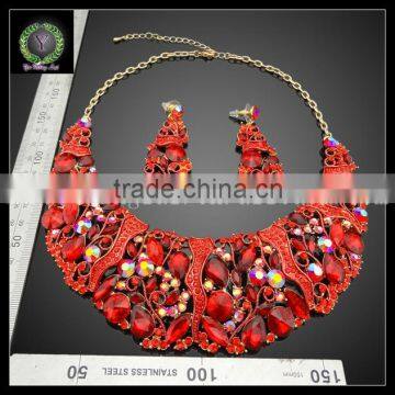 Wholesale Indian Bridal Women Costume Jewelry Sets Top Quality Heart Shape Hot-sale Necklace and Rings Jewelry Sets KHK715 photo-2