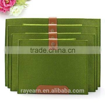 Green Color Felt Laptop Sleeve Button Close Notebook Bag For Protecting photo-4