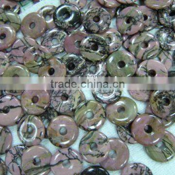 Crazy hot gemstone string rhodonite donut pendant jewelry beads