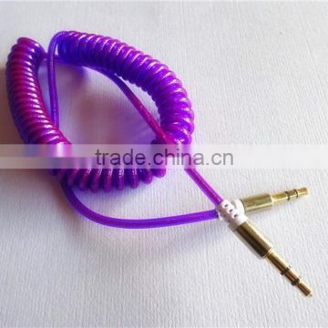 wholesales DC3.5MM transparent spiral metal cable