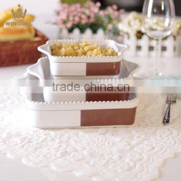 Ceramic simple design square bakeware