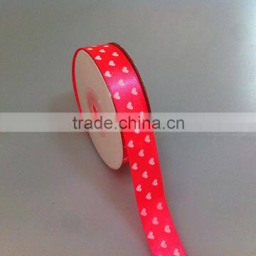 1inch white Polka Dot red satin ribbon