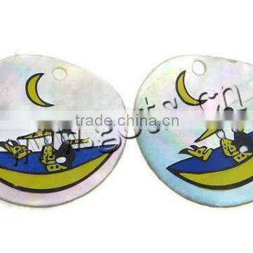 34x34x2mm Natural Seashell Natural Freshwater Shell Pendants