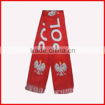 Poland scarf in good quality,130*14cm double layer scarf,red color scarf