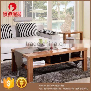 Modern wooden melamine glossy walnut mdf cheap center table with drawer