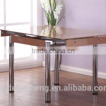 modern design mdf glass top dining table extendable