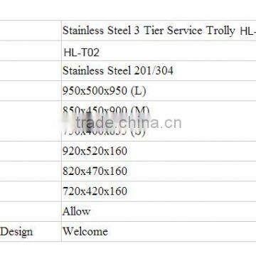 Three Tiers CE Approved New Style Factory Price Commercial Stainless Steel Kitchen Food Trolley With Wheels photo-2