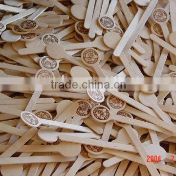 Wooden coffee stirrer with hot stamped logo