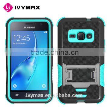 Manufacturer wholesale cheap hybrid heavy duty pc+tpu flip cover case for samsung J1 2016