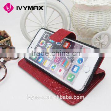 Free Samples Alligator Pattern PU Leather Flip Cover Wallet Case With Smart Texture Finish For Iphone 6 photo-6