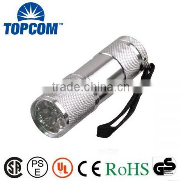 Hot Sell Torch 9 LED Online Water Resistant Silver Color 9 LED Torch