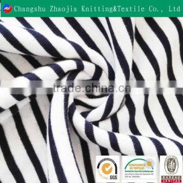 Zhaojia knitting custom 100% cotton soft black white stripe printed fabric for clothing