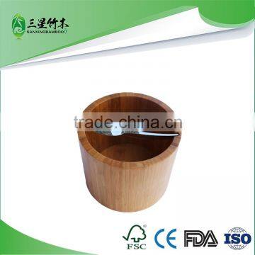 Bamboo bowl with nut cracker, nut bowl, round nut cracker bowl