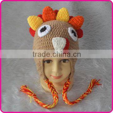 Handmade milk cotton baby crochet turkey hat