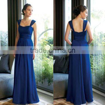 2014 popular blue backless ruffle floor-length bridesmaid dress ZX-148