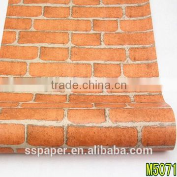 Self adhesive beautiful red brick graphic pattern textile wallpaper