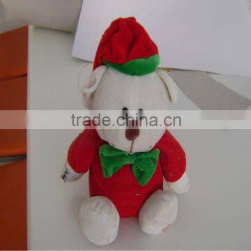 25cm cheap&promotional soft stuffed plush christmas teddy bear with bowknot